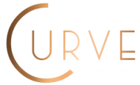 This image shows a logo for "CURVE LOUNGE" with the word "CURVE" styled in an elegant font and a partial arc encircling the letter 'C'.